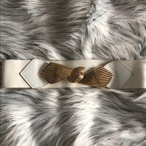 White and gold high waisted belt